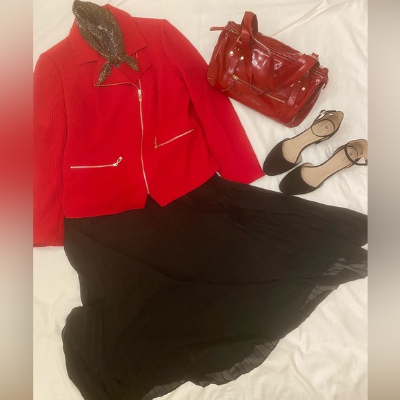 Chicos red lined knit moto style jacket - Picture 8 of 10